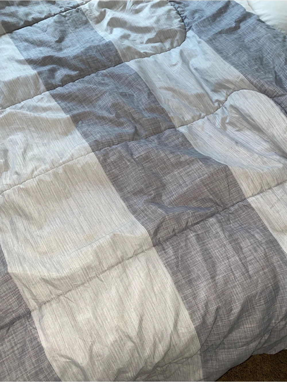 Gray & White Striped Comforter - Neutral Home Bedding 86in х 80in